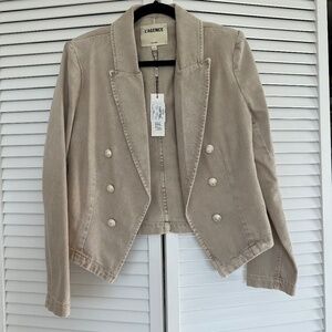 L’Agence Wayne Cropped DBL Breasted Jacket Sand size L NWT